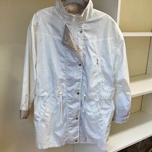 Women's White Utility Anorak Jacket with Drawcord Waist